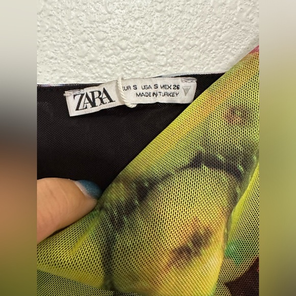 (SOLD) ZARA Ruched Mesh Fruit Stand Strappy Maxi Dress Size Small - Picture 7 of 8